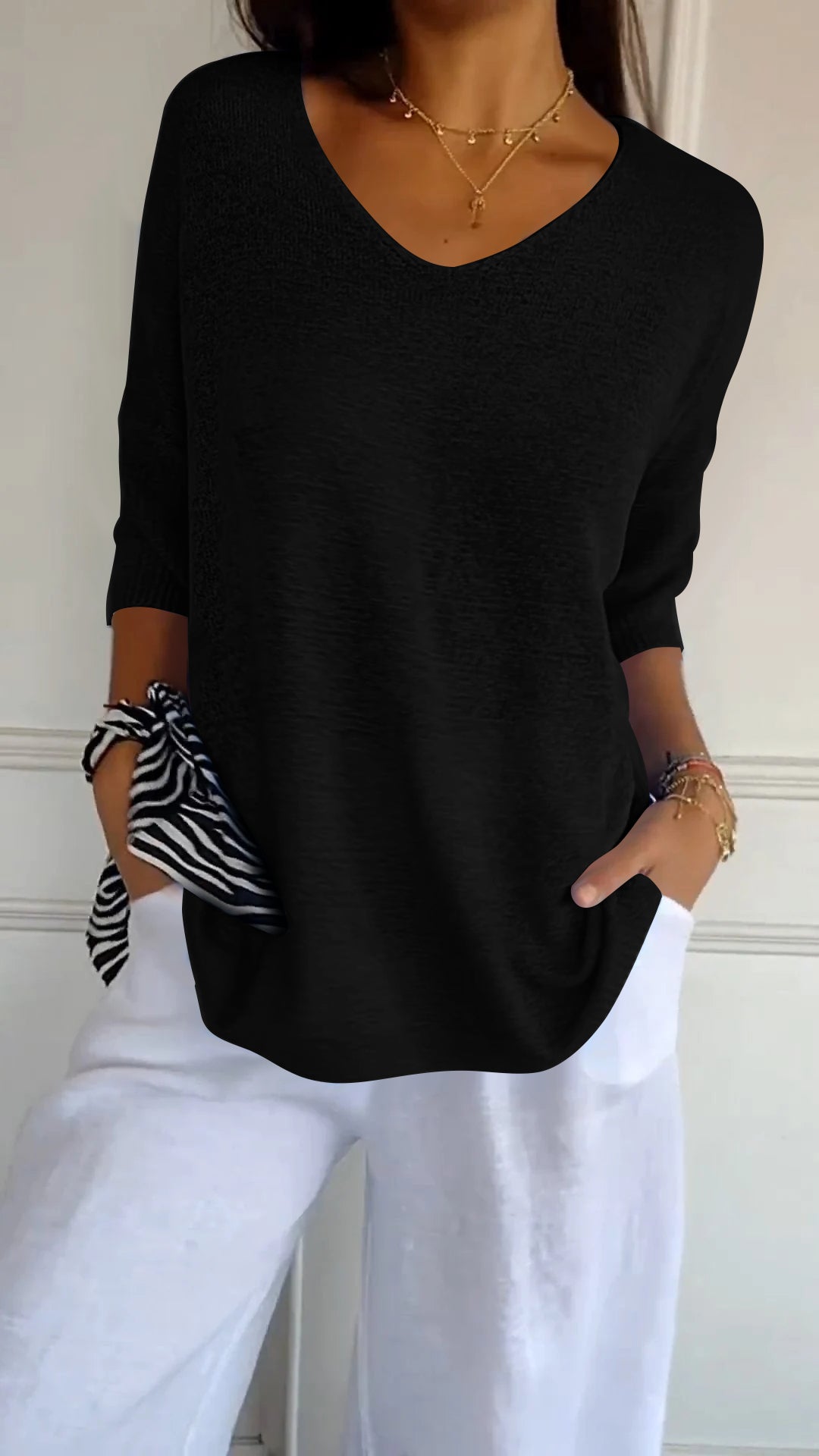 AINI - TOP EN TRICOT À COL EN V