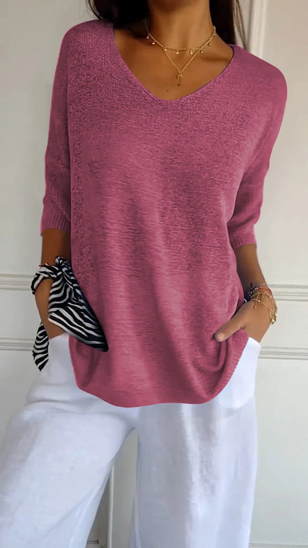 AINI - TOP EN TRICOT À COL EN V