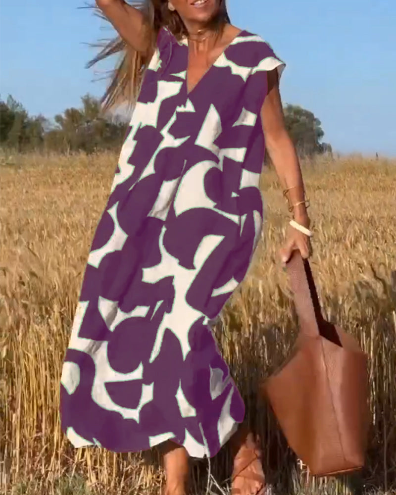 TATY - ROBE LONGUE À IMPRIMÉ AVEC DÉCOLLETÉ EN V