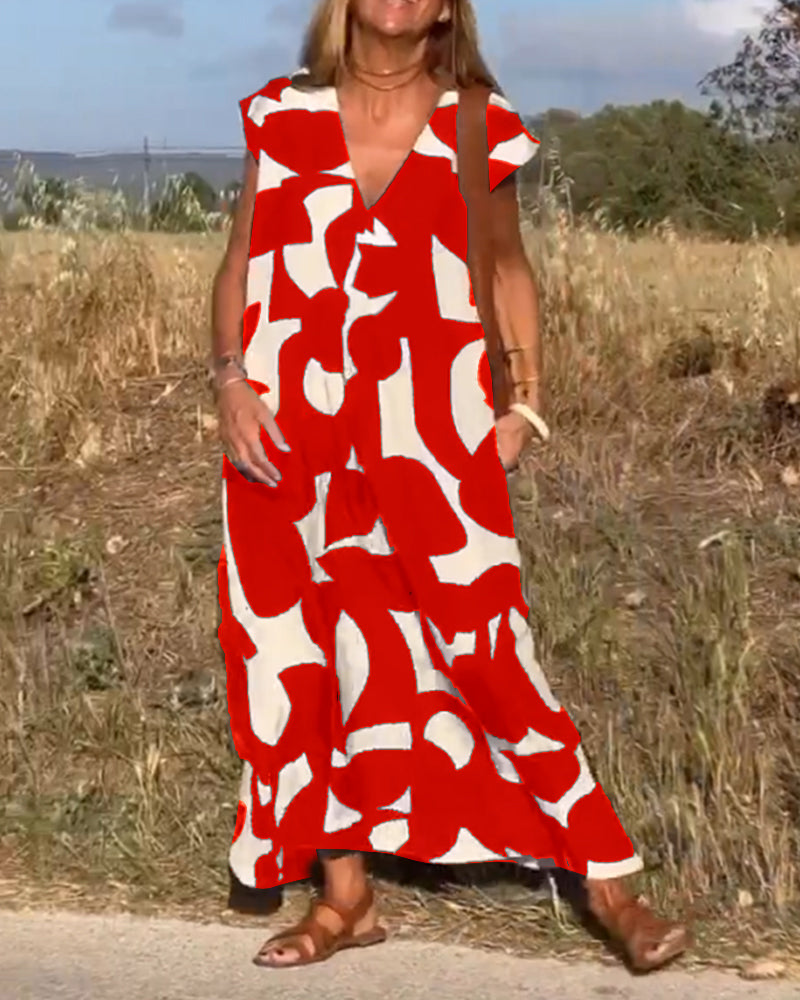 TATY - ROBE LONGUE À IMPRIMÉ AVEC DÉCOLLETÉ EN V