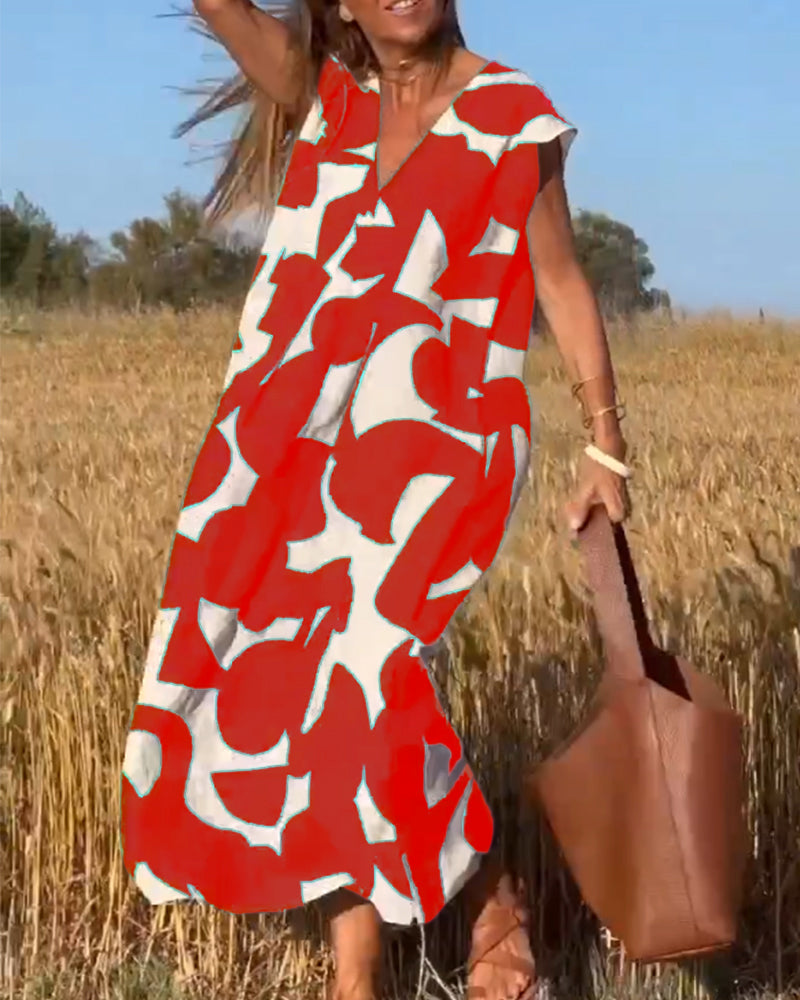 TATY - ROBE LONGUE À IMPRIMÉ AVEC DÉCOLLETÉ EN V