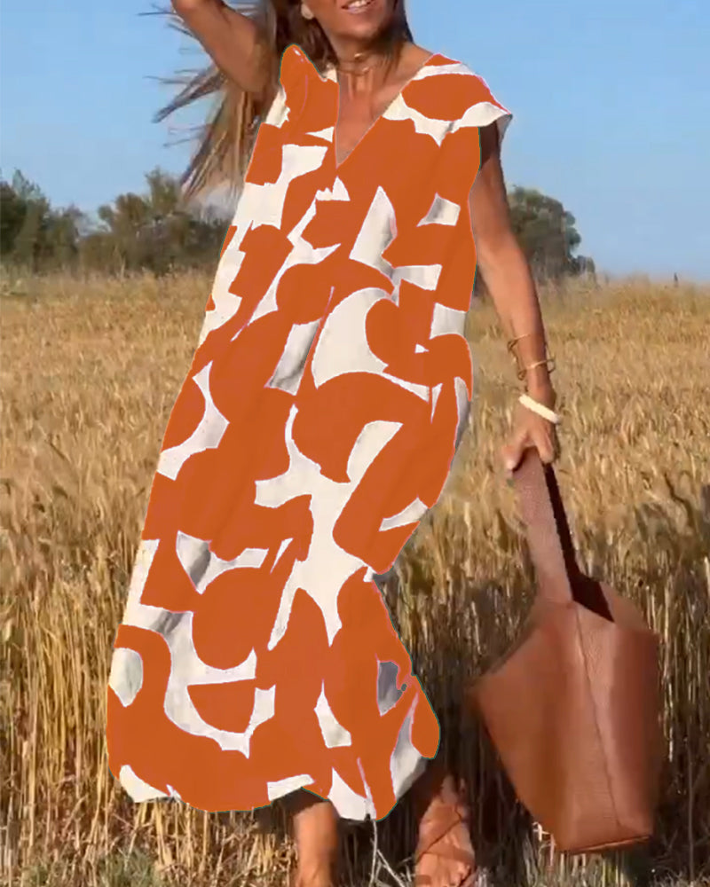 TATY - ROBE LONGUE À IMPRIMÉ AVEC DÉCOLLETÉ EN V