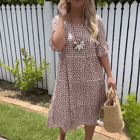 CRISTALE - ROBE MIDI FLUIDE À MANCHES COURTES