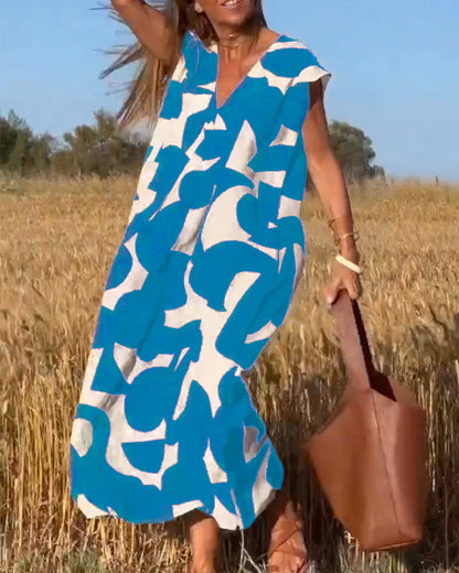 TATY - ROBE LONGUE À IMPRIMÉ AVEC DÉCOLLETÉ EN V